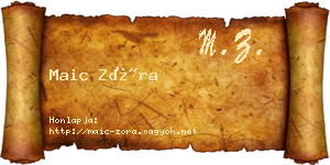 Maic Zóra névjegykártya
